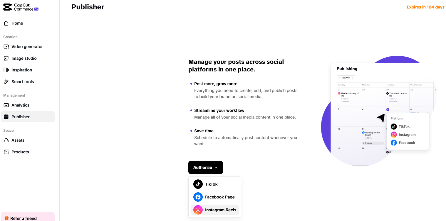Pippit Publisher tool—great for Etsy business tips on scheduling and managing social media posts efficiently.